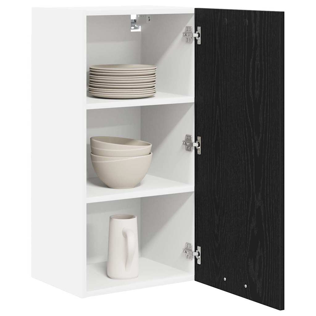 Dulap suspendat cu usa Riga Stejar negru si Alb 40 x 31 x 80 cm — imaginea 4