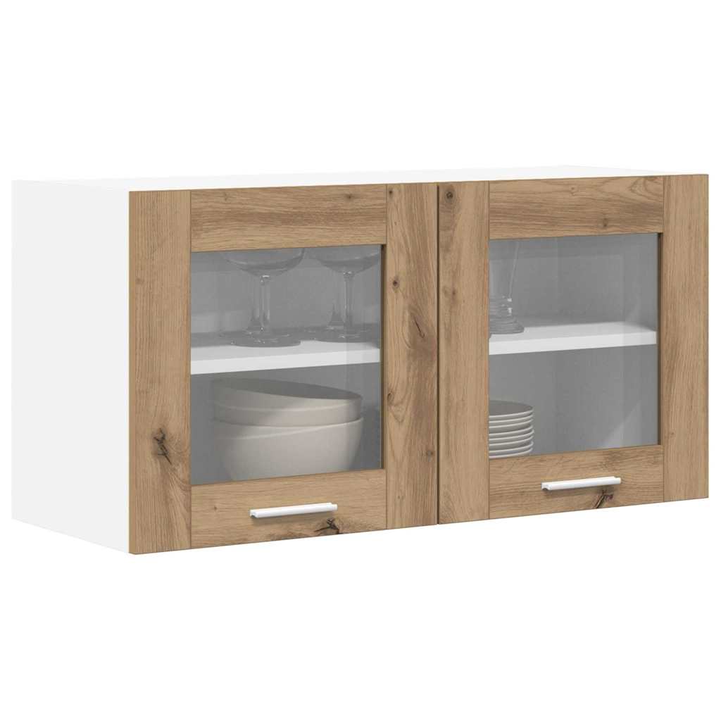 Dulap suspendat Riga Stejar Artisan si Alb 80 x 31 x 40 cm — imaginea 4