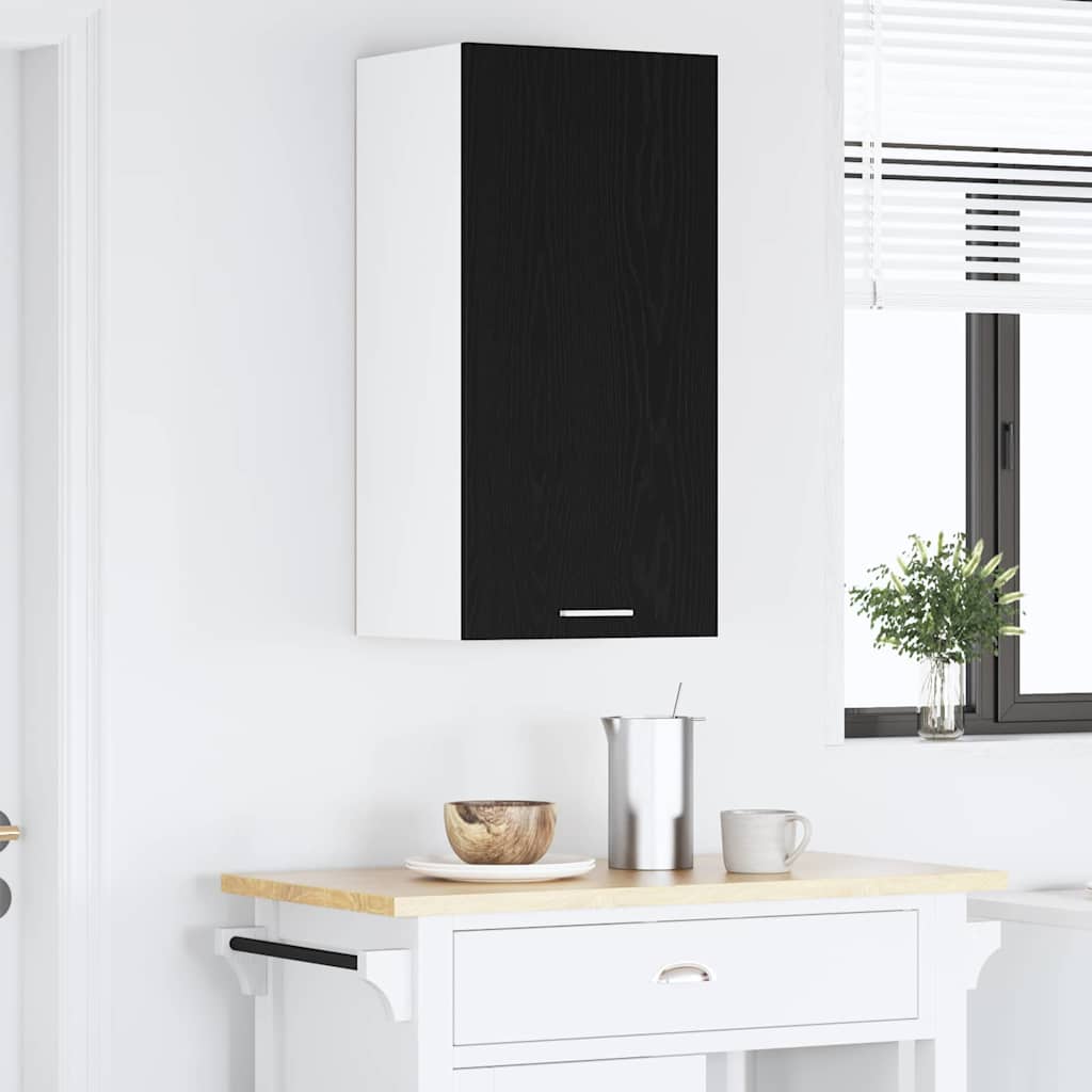 Dulap suspendat cu usa Riga Stejar negru si Alb 40 x 31 x 80 cm — imaginea 5