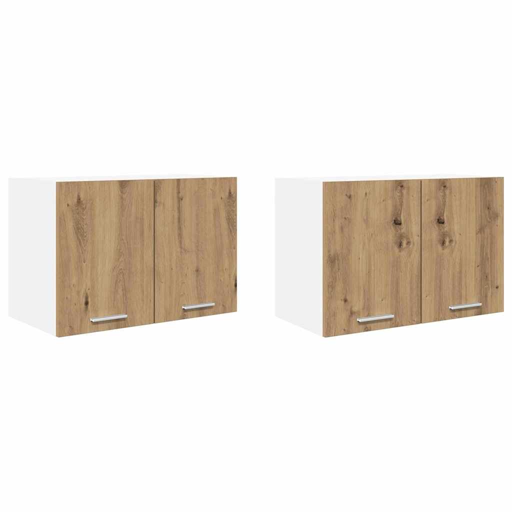 Dulap suspendat cu raft cu usa Riga 2 pcs Stejar Artisan si Alb