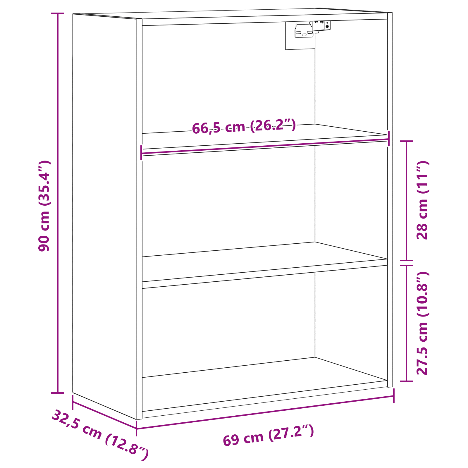 Dulap Suspendat de Perete Stejar Negru 69.5 x 32.5 x 90 cm — imaginea 10
