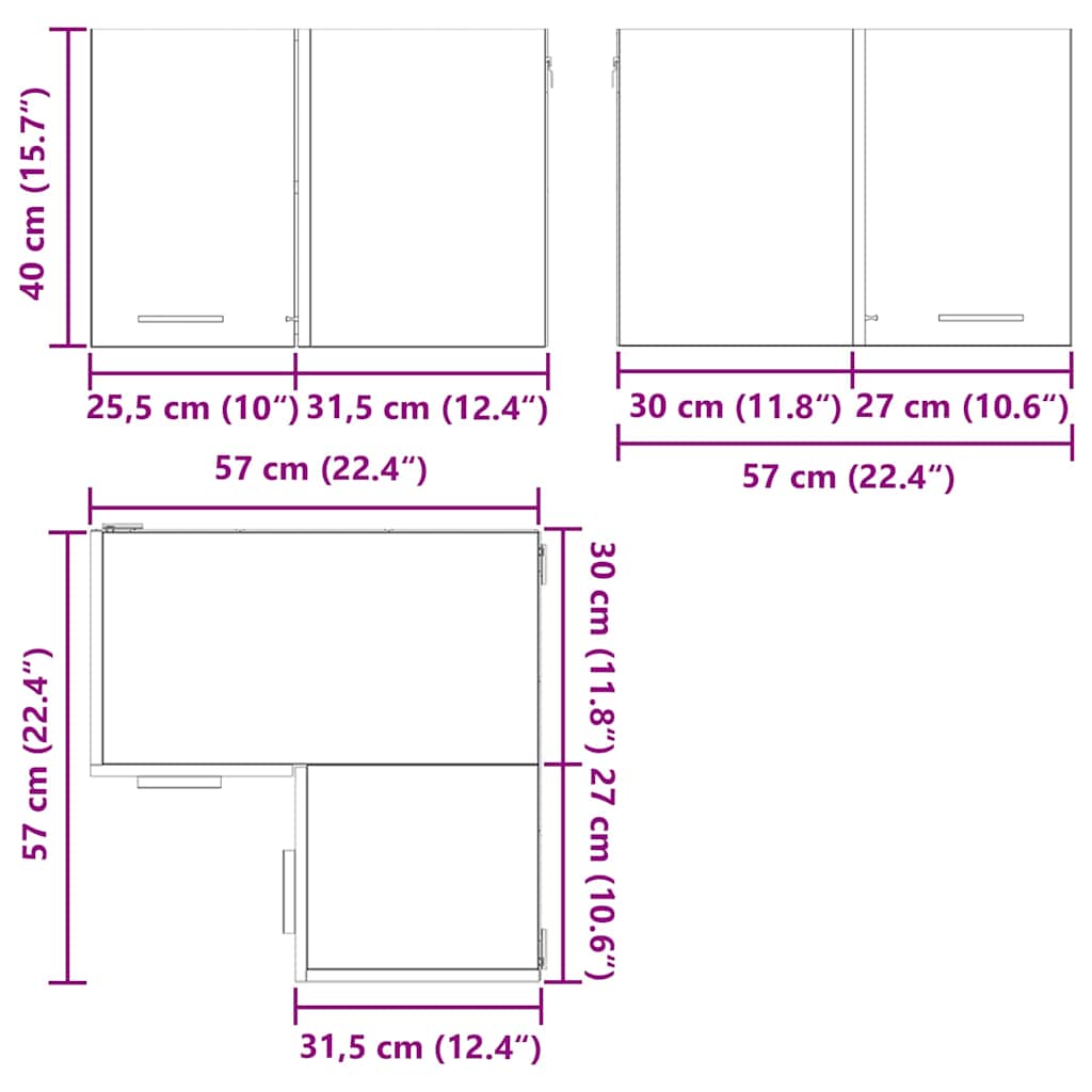 Dulap suspendat Riga Stejar Artisan si Alb 57 x 57 x 40 cm — imaginea 12