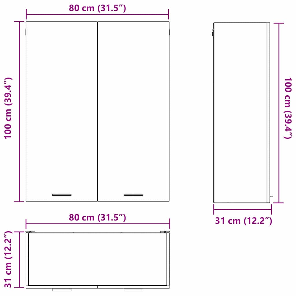 Dulap suspendat cu raft Riga Gri din beton 80 x 31 x 100 cm — imaginea 12