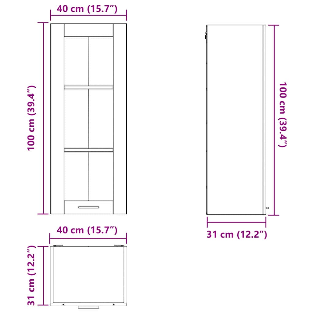 Dulap suspendat cu raft Riga Stejar Sonoma 40 x 31 x 100 cm — imaginea 13