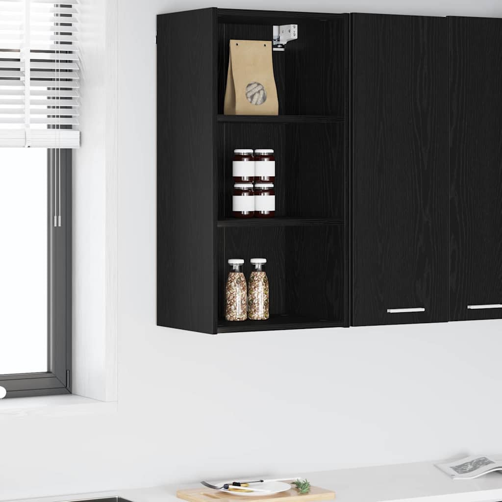 Dulap suspendat cu raft Riga Stejar Negru 40 x 29,5 x 80 cm — imaginea 2