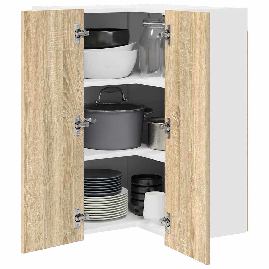 Dulap suspendat Riga Stejar Sonoma si Alb 57 x 57 x 80 cm — imaginea 4