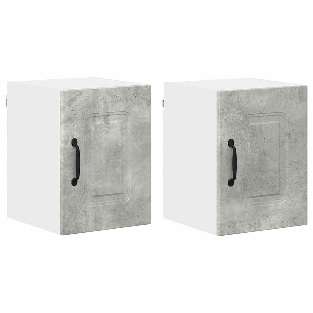 Dulap suspendat de bucatarie cu raft cu usa 2 pcs Gri din beton