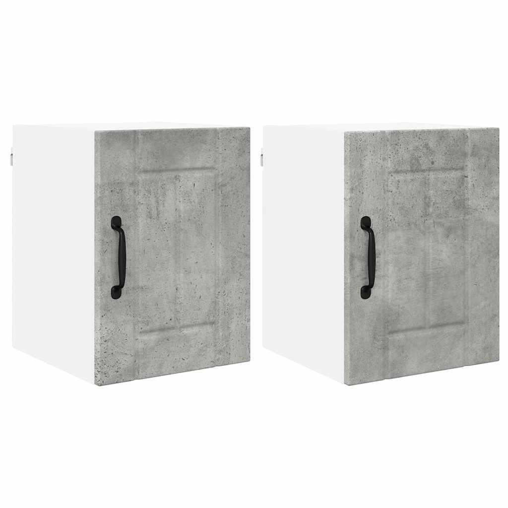 Dulap suspendat de bucatarie cu raft 2 pcs Gri din beton