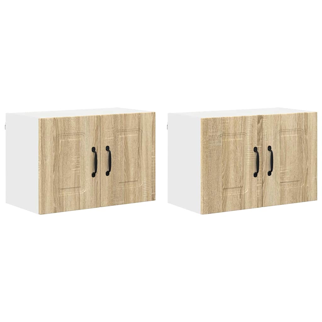 Dulap suspendat de bucatarie cu raft cu usa 2 pcs Stejar Sonoma