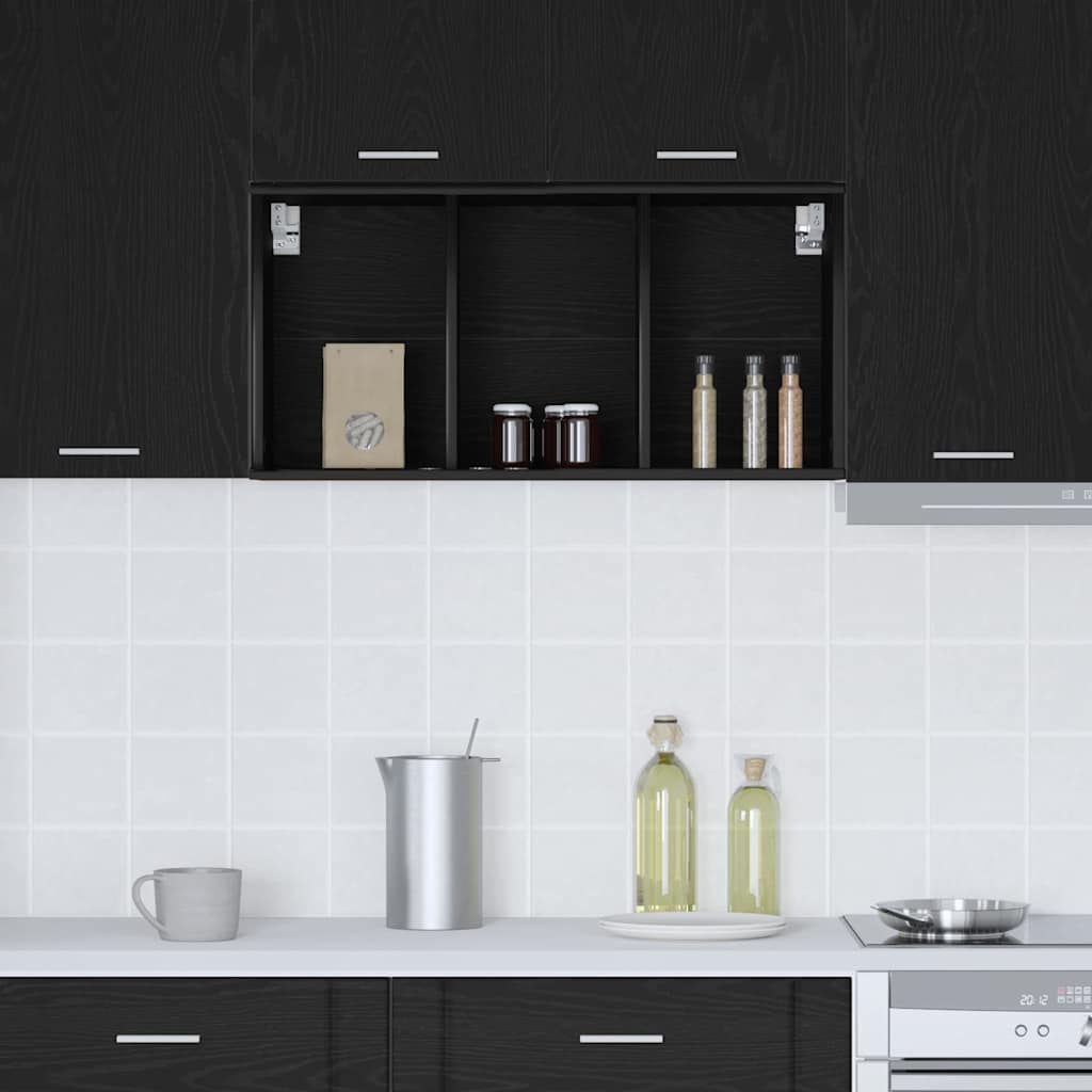 Dulap suspendat cu raft Riga Stejar Negru 40 x 29,5 x 80 cm — imaginea 5