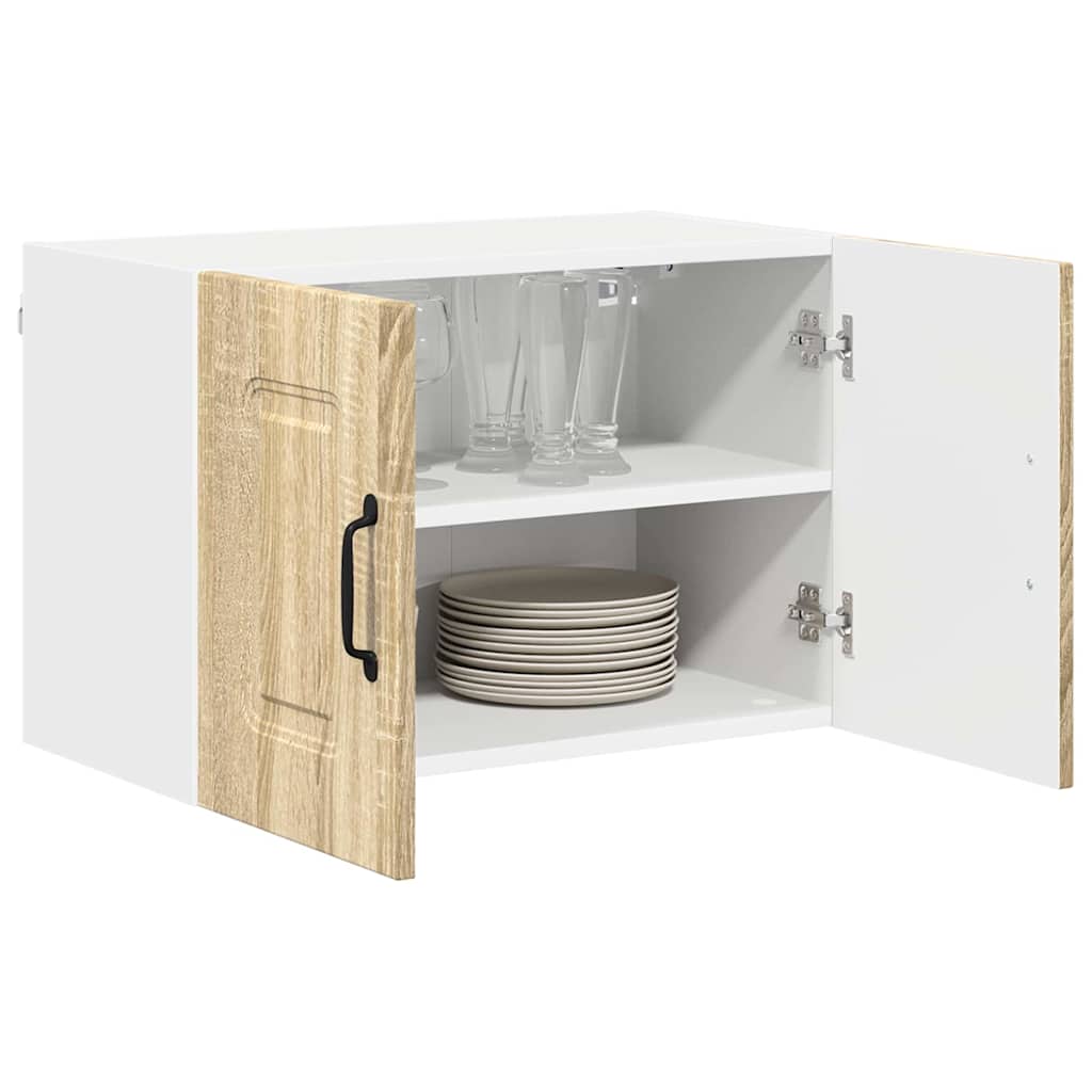 Dulap suspendat de bucatarie cu raft cu usa 2 pcs Stejar Sonoma — imaginea 4