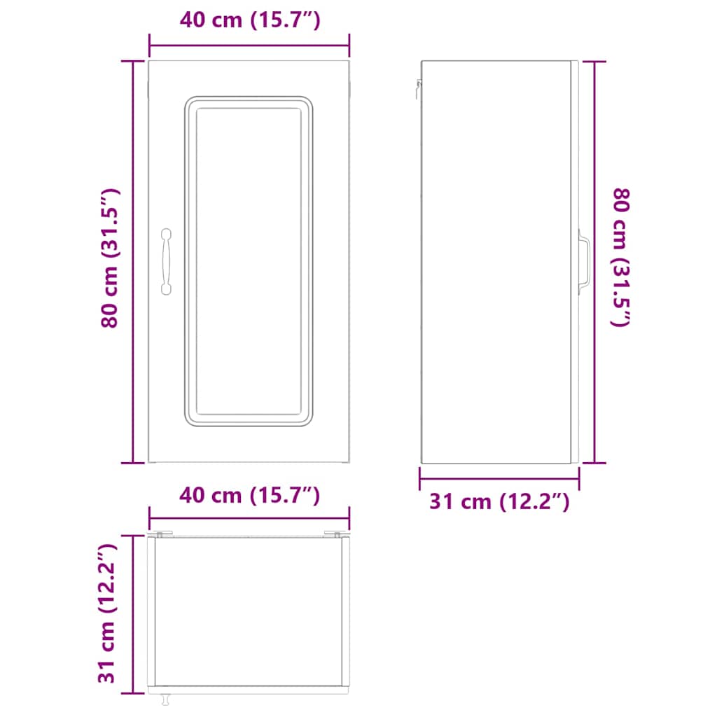 Dulap suspendat de bucatarie cu raft Lemn Vechi 40 x 31 x 80 cm — imaginea 13