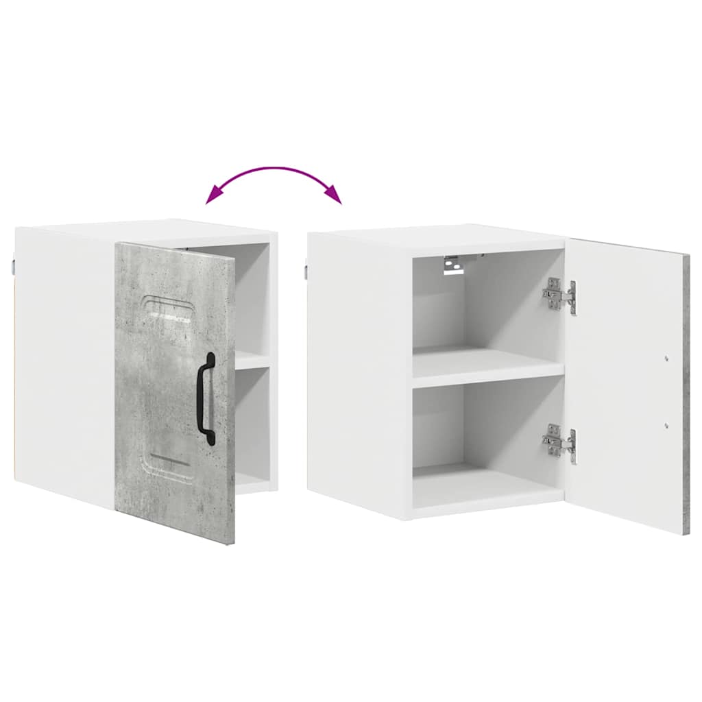 Dulap suspendat de bucatarie cu raft cu usa 2 pcs Gri din beton — imaginea 13