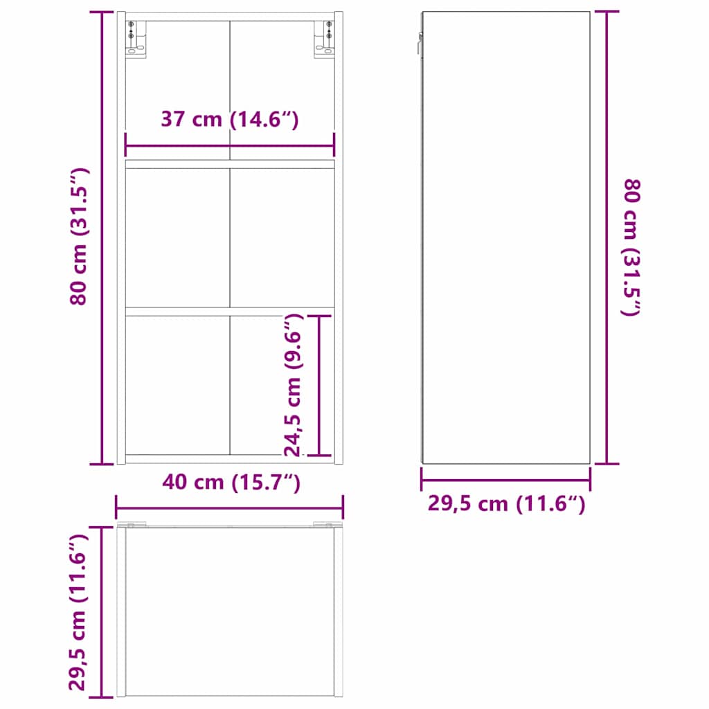 Dulap suspendat Riga Gri Sonoma 40 x 29,5 x 80 cm Lemn compozit — imaginea 12