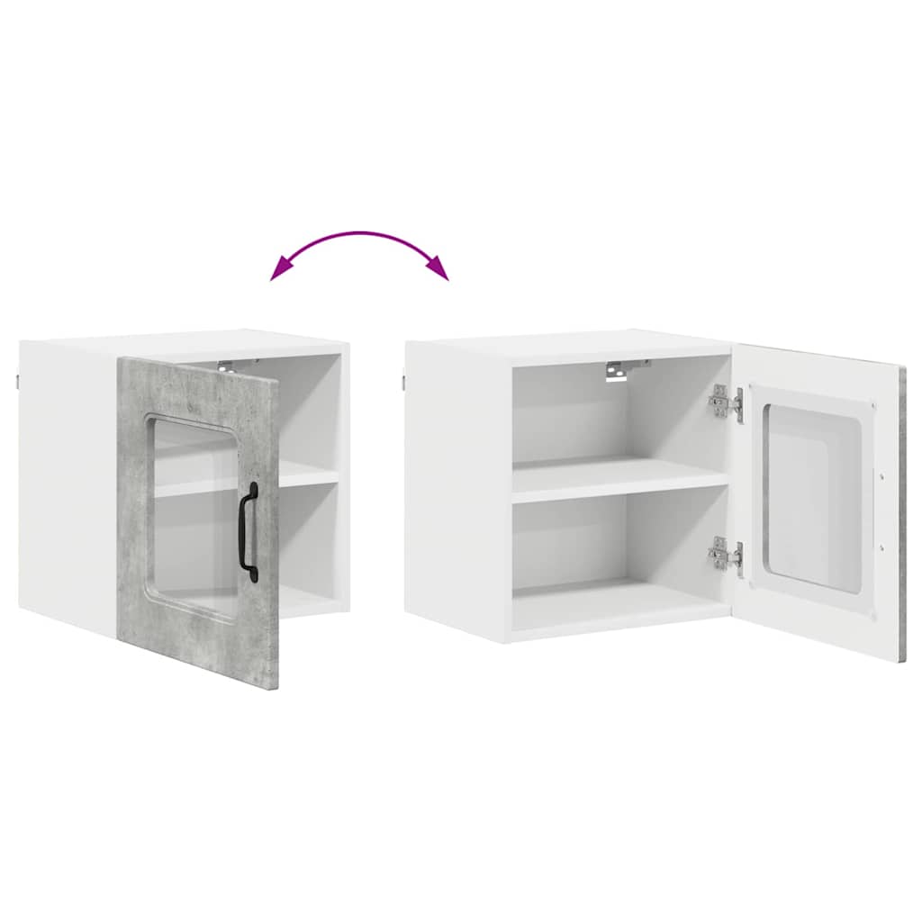 Dulap suspendat de bucatarie cu raft cu usa 2 pcs Gri din beton — imaginea 13