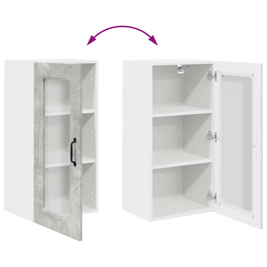 Dulap suspendat de bucatarie cu raft cu usa 2 pcs Gri din beton — imaginea 13
