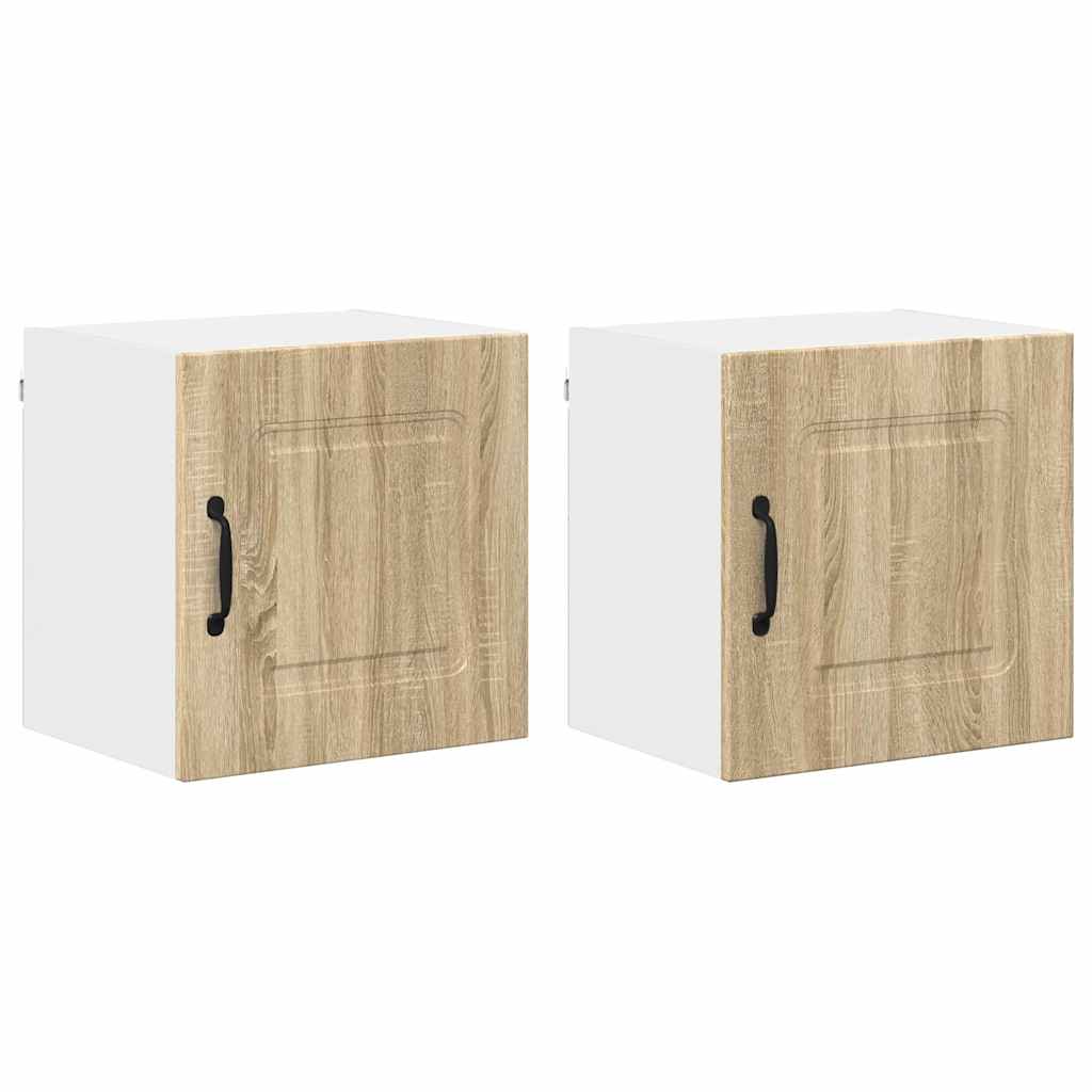 Dulap suspendat de bucatarie cu raft cu usa 2 pcs Stejar Sonoma