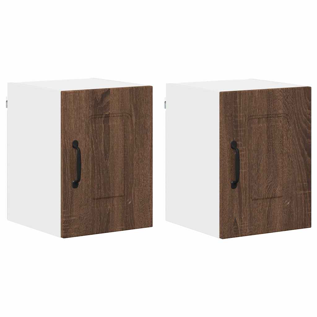 Dulap suspendat de bucatarie cu raft cu usa 2 pcs Stejar inchis