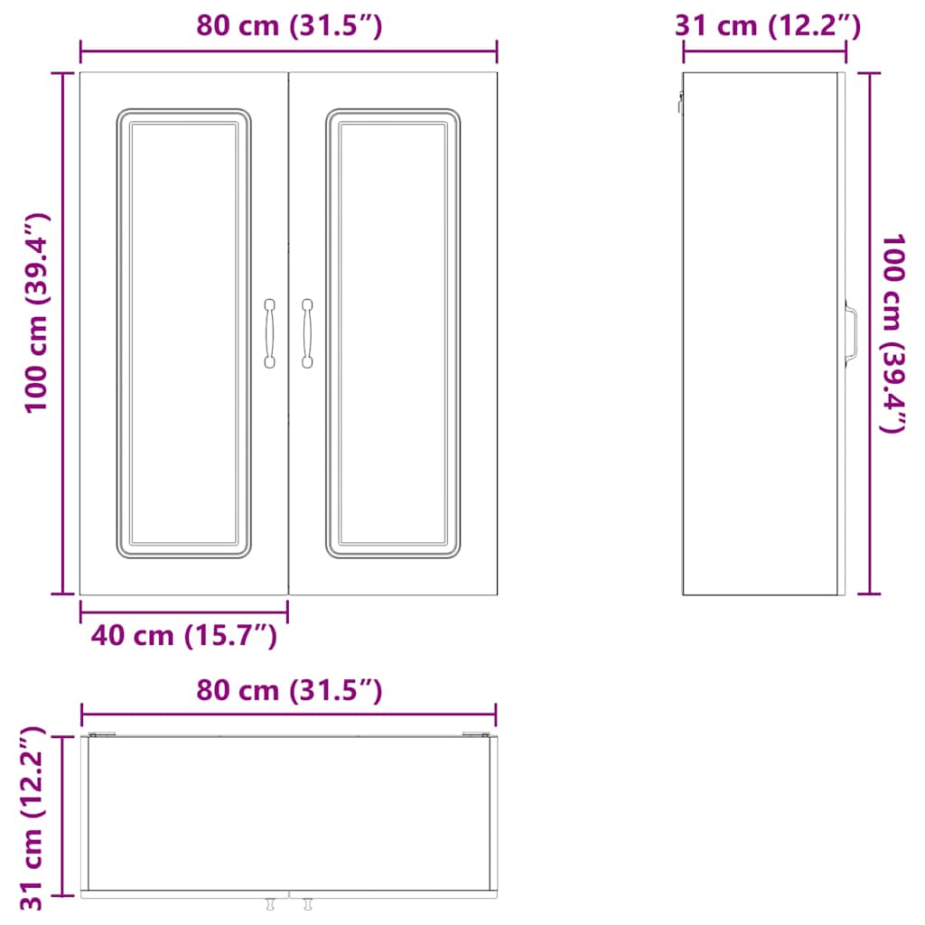 Dulap suspendat de bucatarie Gri din beton 80 x 31 x 100 cm — imaginea 12