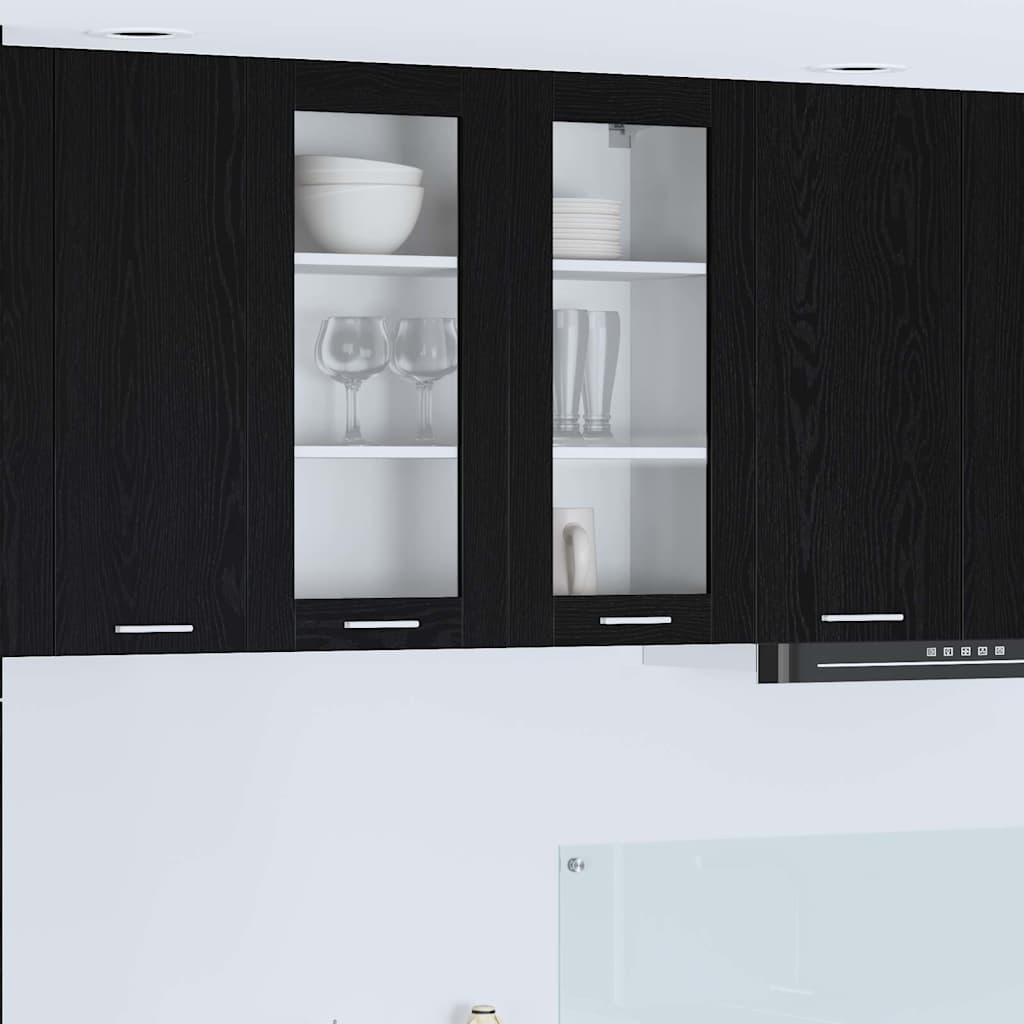 Dulap suspendat Riga Stejar Negru 80 x 31 x 80 cm Lemn compozit — imaginea 2