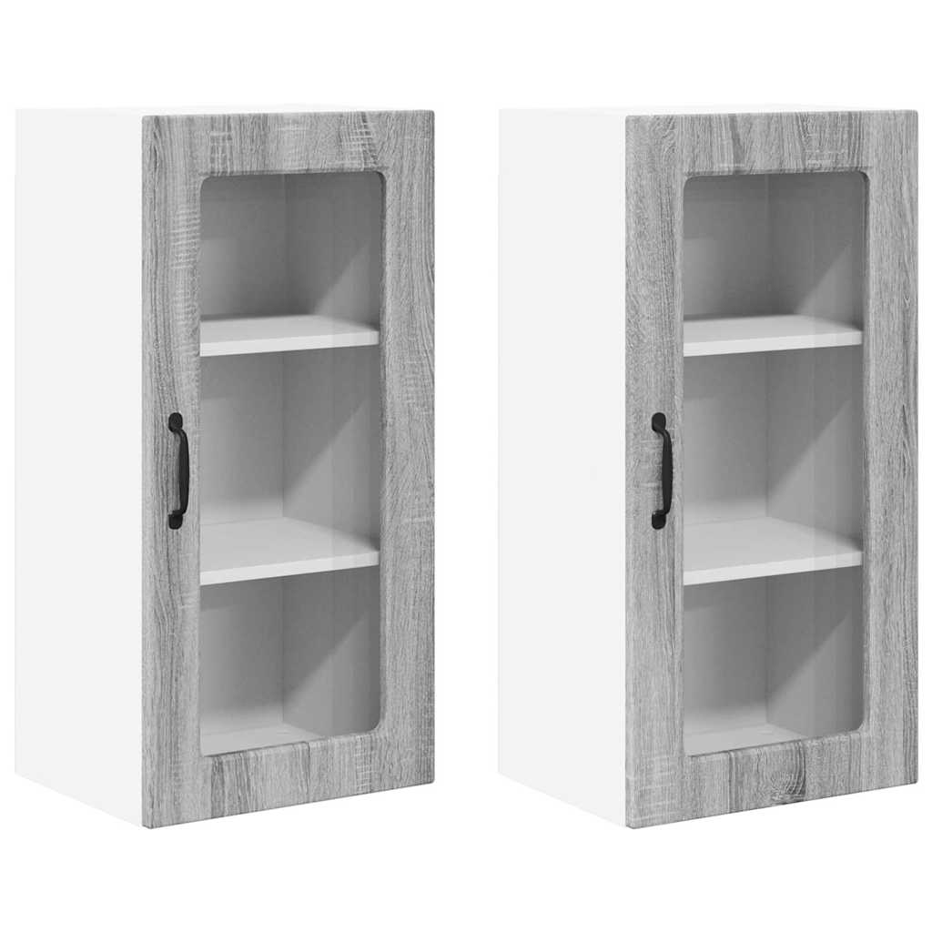 Dulap suspendat de bucatarie 2 pcs Gri Sonoma 40 x 31 x 80 cm