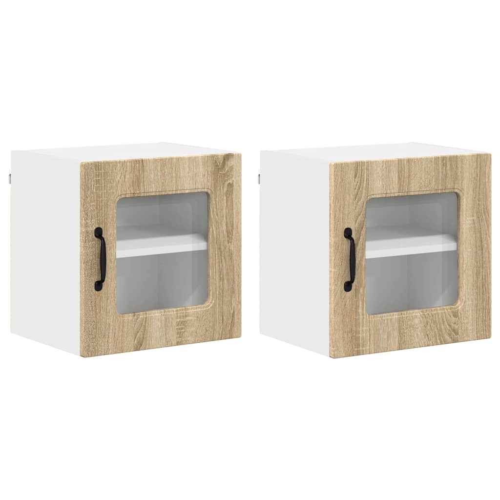Dulap suspendat de bucatarie cu raft cu usa 2 pcs Stejar Sonoma