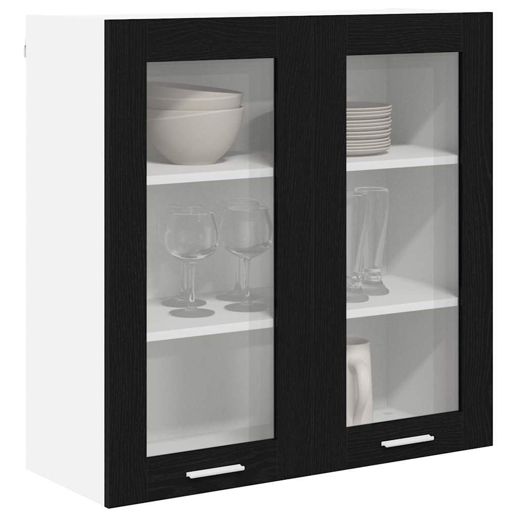Dulap suspendat Riga Stejar Negru 80 x 31 x 80 cm Lemn compozit — imaginea 4
