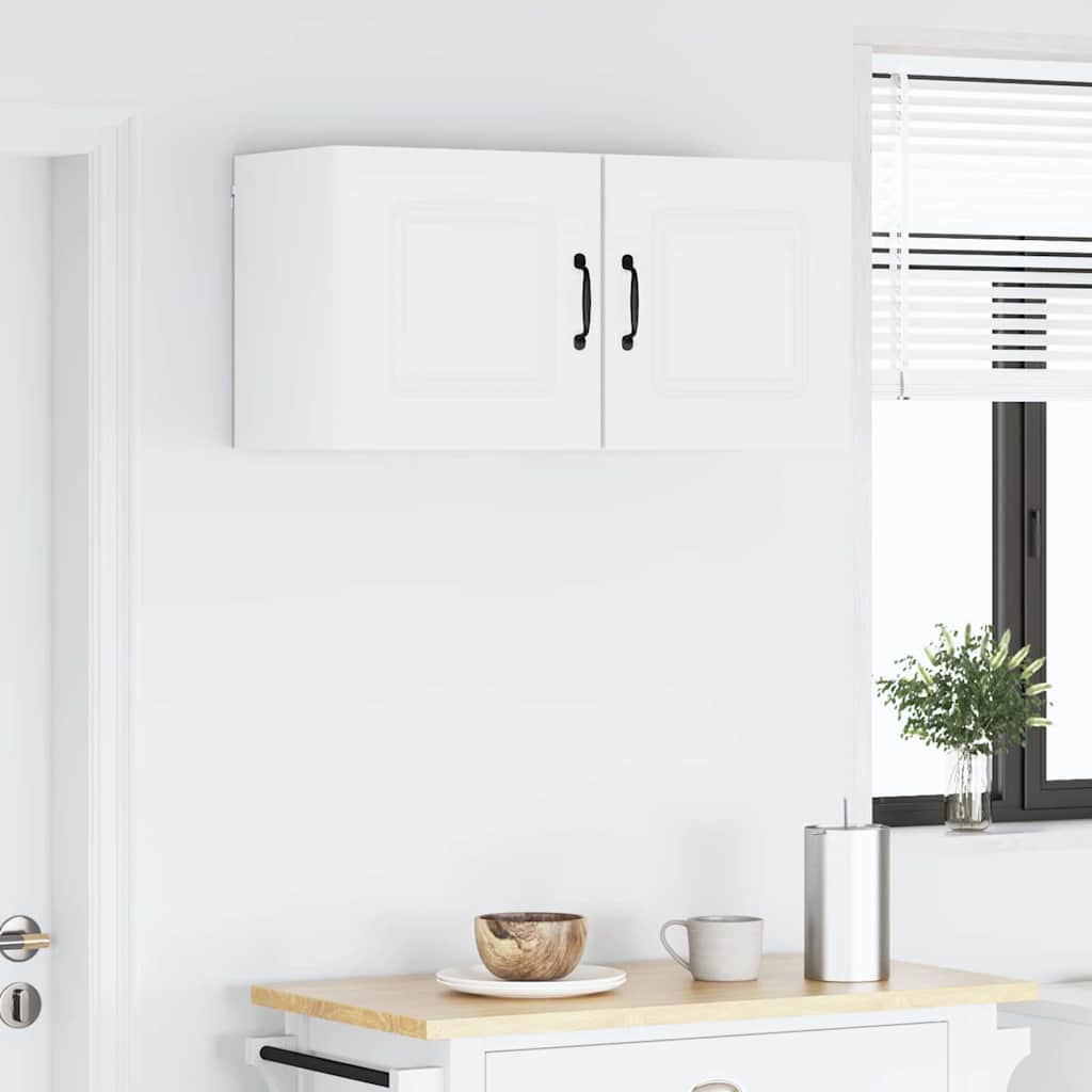 Dulap suspendat de bucatarie cu raft Alb lucios 40 x 31 x 40 cm — imaginea 5