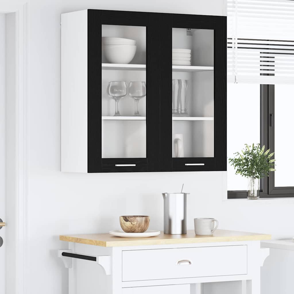 Dulap suspendat Riga Stejar Negru 80 x 31 x 80 cm Lemn compozit — imaginea 5