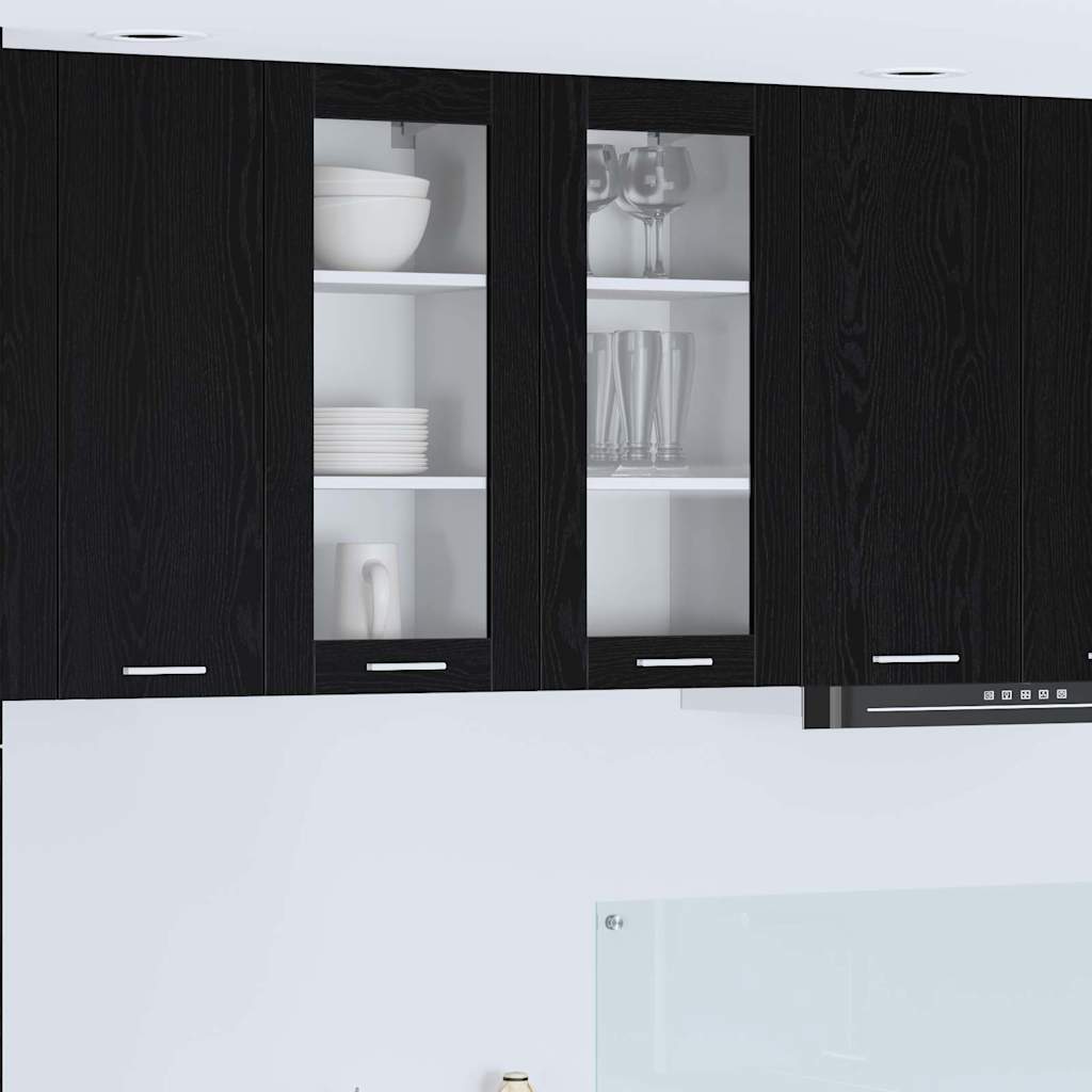 Dulap suspendat cu raft Riga 2 pcs Stejar Negru 40 x 31 x 80 cm — imaginea 2