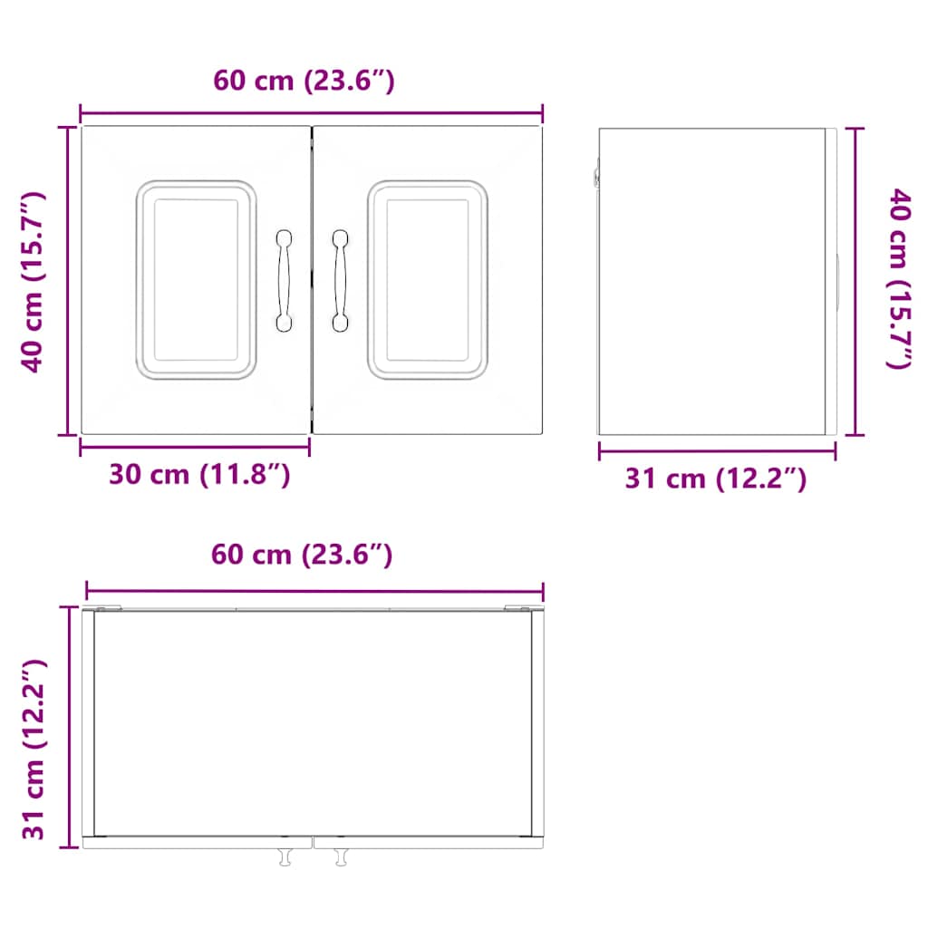 Dulap suspendat de bucatarie Stejar inchis 60 x 31 x 40 cm — imaginea 12