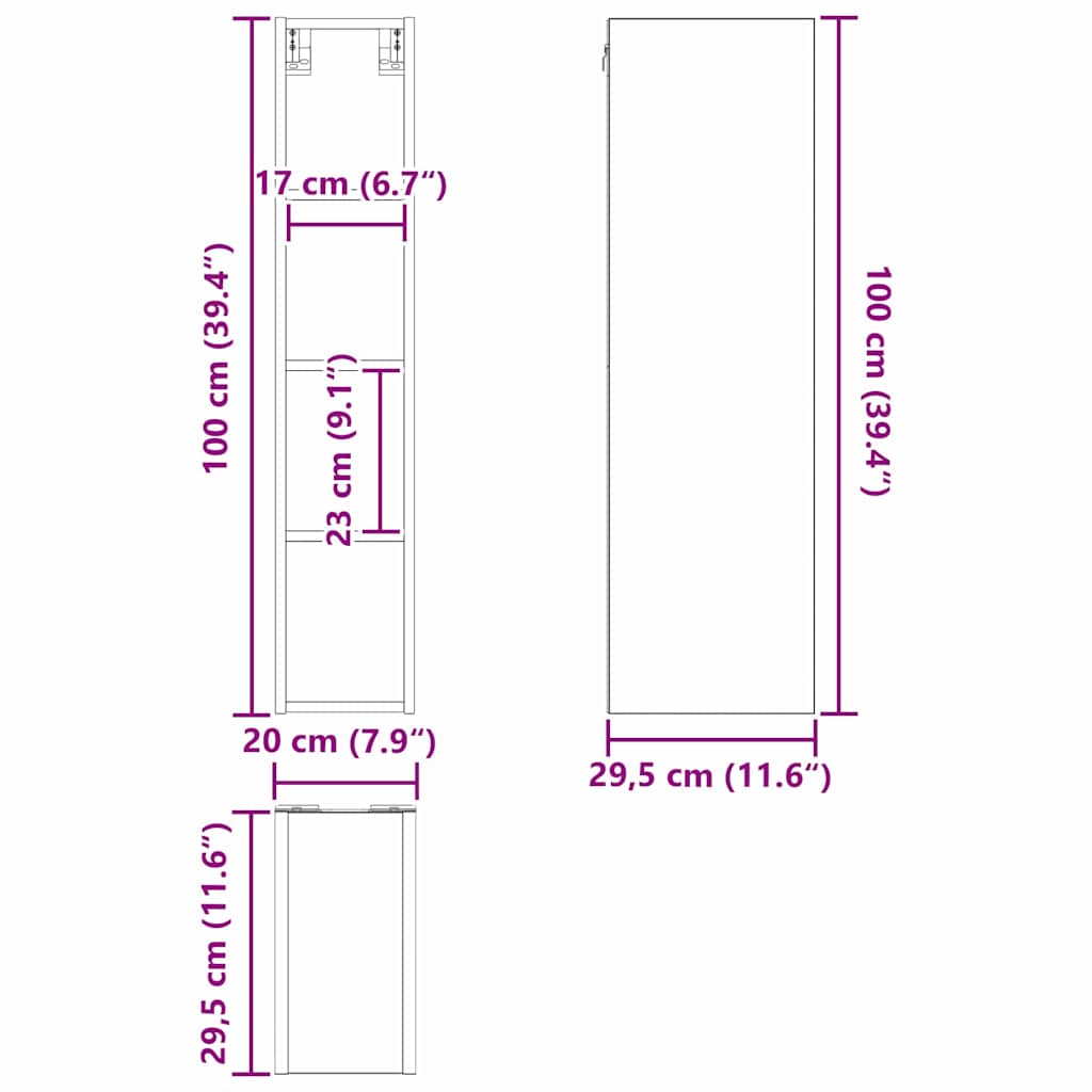 Dulap suspendat cu raft Riga Stejar fumuriu 20 x 29,5 x 100 cm — imaginea 12
