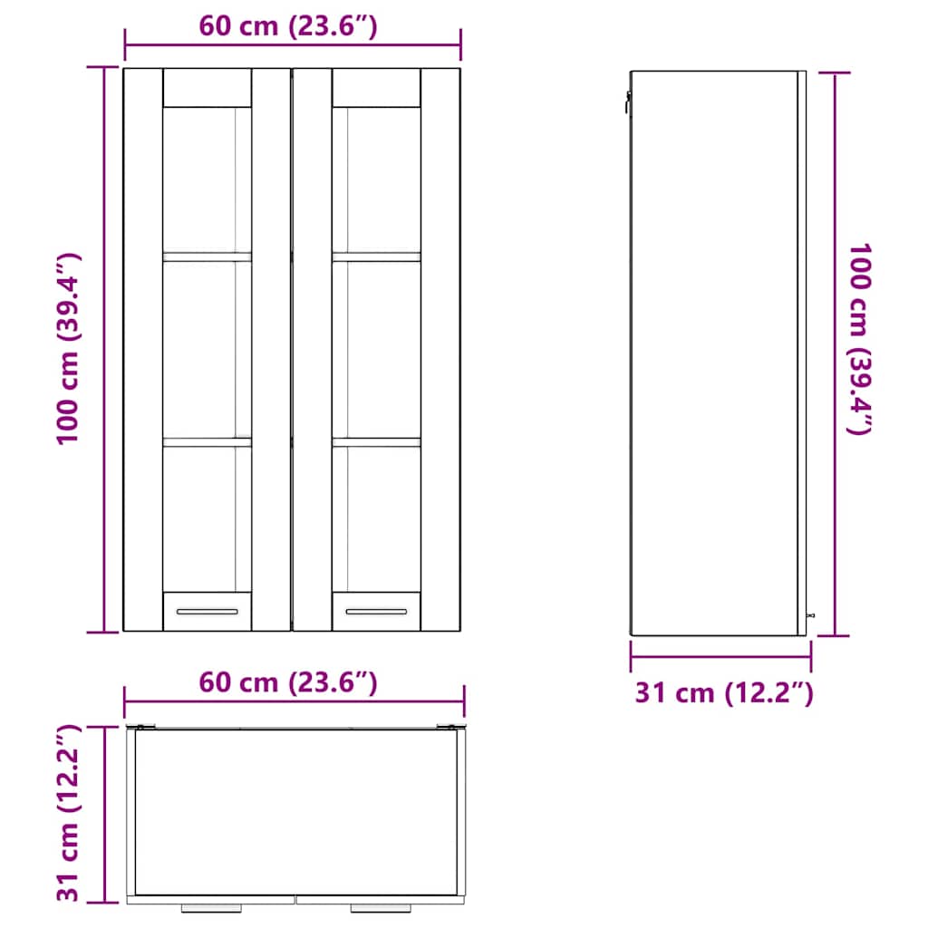 Dulap suspendat cu raft Riga Stejar Artizanal 60 x 31 x 100 cm — imaginea 12
