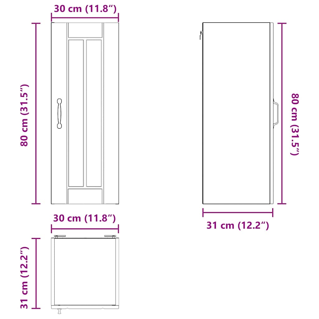 Dulap suspendat de bucatarie Gri din beton 30 x 31 x 80 cm — imaginea 13