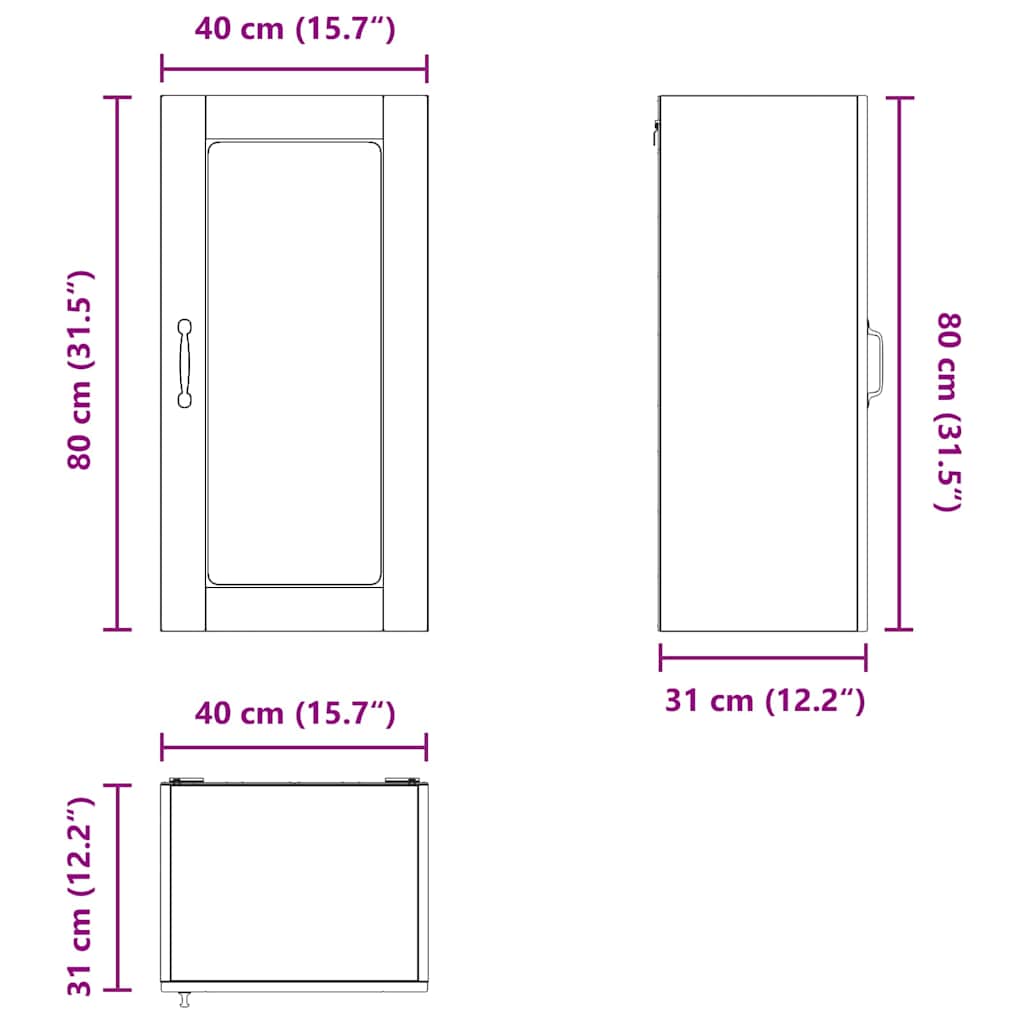 Dulap suspendat de bucatarie Alb 40 x 31 x 80 cm Lemn compozit — imaginea 13