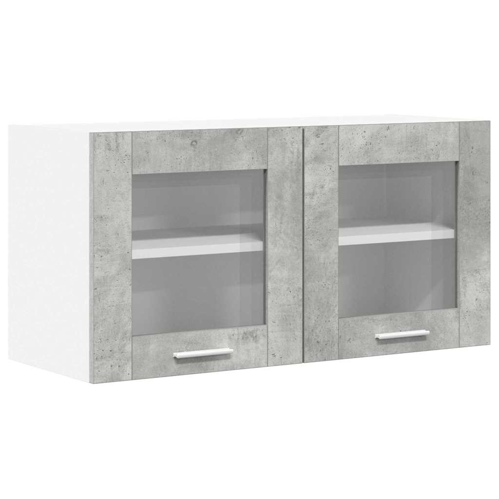 Dulap suspendat cu raft Riga Gri beton si Alb 80 x 31 x 40 cm
