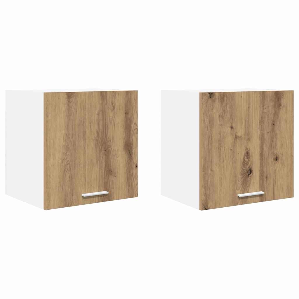 Dulap suspendat cu raft cu usa Riga 2 pcs Stejar Artisan si Alb