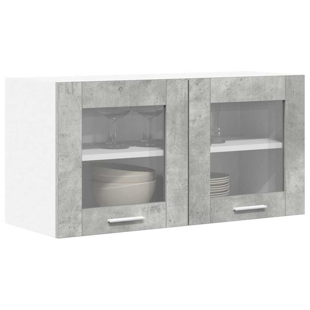Dulap suspendat cu raft Riga Gri beton si Alb 80 x 31 x 40 cm — imaginea 4