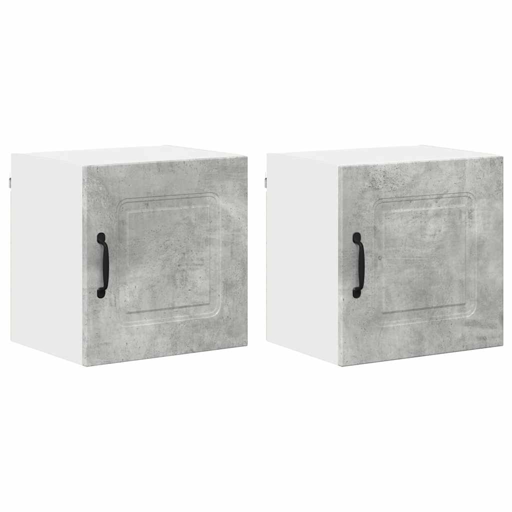 Dulap suspendat de bucatarie cu raft cu usa 2 pcs Gri din beton