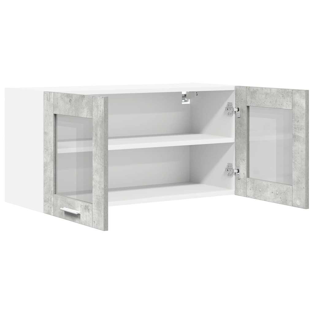 Dulap suspendat cu raft Riga Gri beton si Alb 80 x 31 x 40 cm — imaginea 6