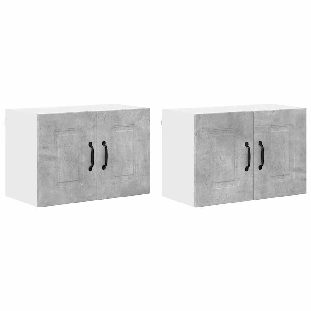 Dulap suspendat de bucatarie cu raft cu usa 2 pcs Gri din beton