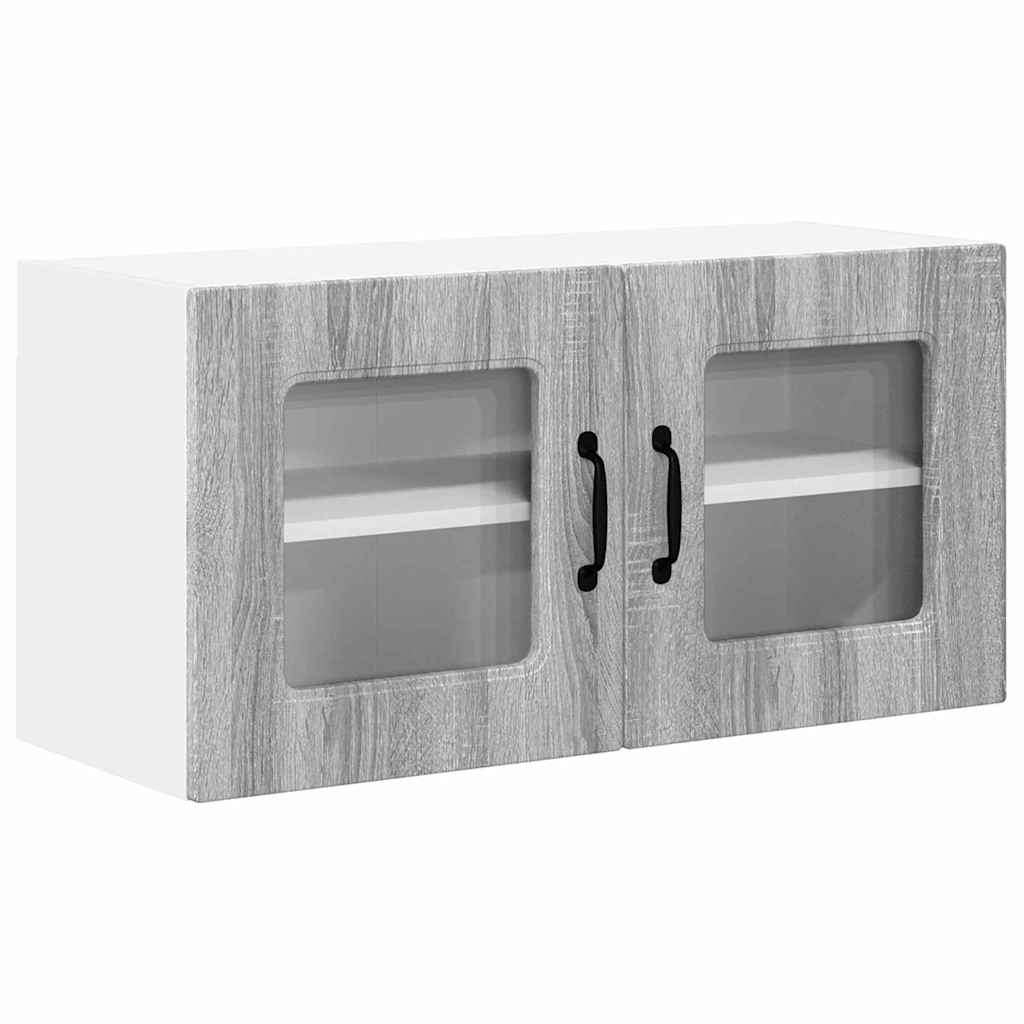 Dulap suspendat de bucatarie cu raft Gri Sonoma 80 x 31 x 40 cm