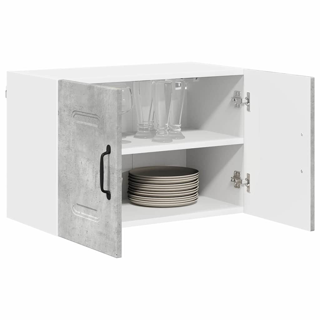Dulap suspendat de bucatarie cu raft cu usa 2 pcs Gri din beton — imaginea 4