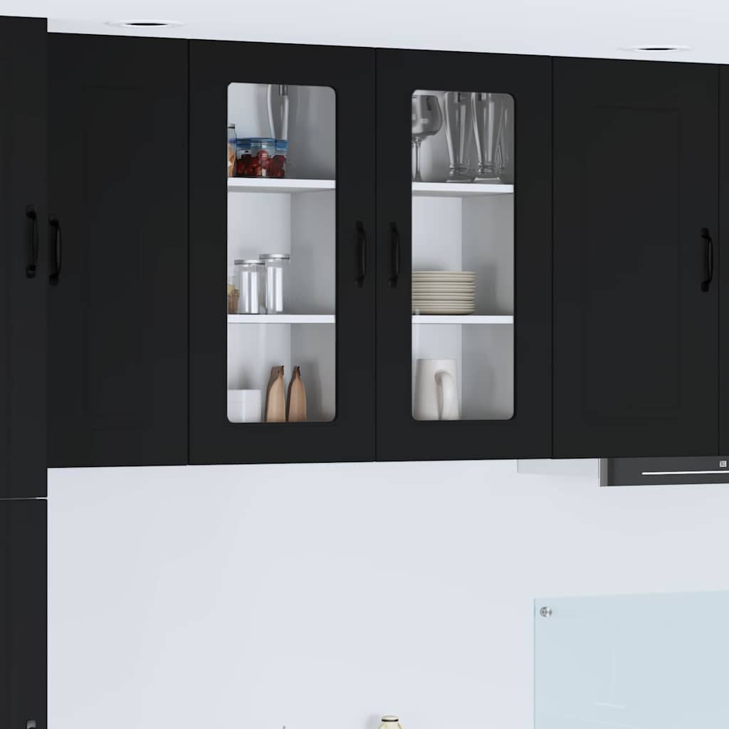 Dulap suspendat de bucatarie cu raft Negru 40 x 31 x 80 cm — imaginea 2