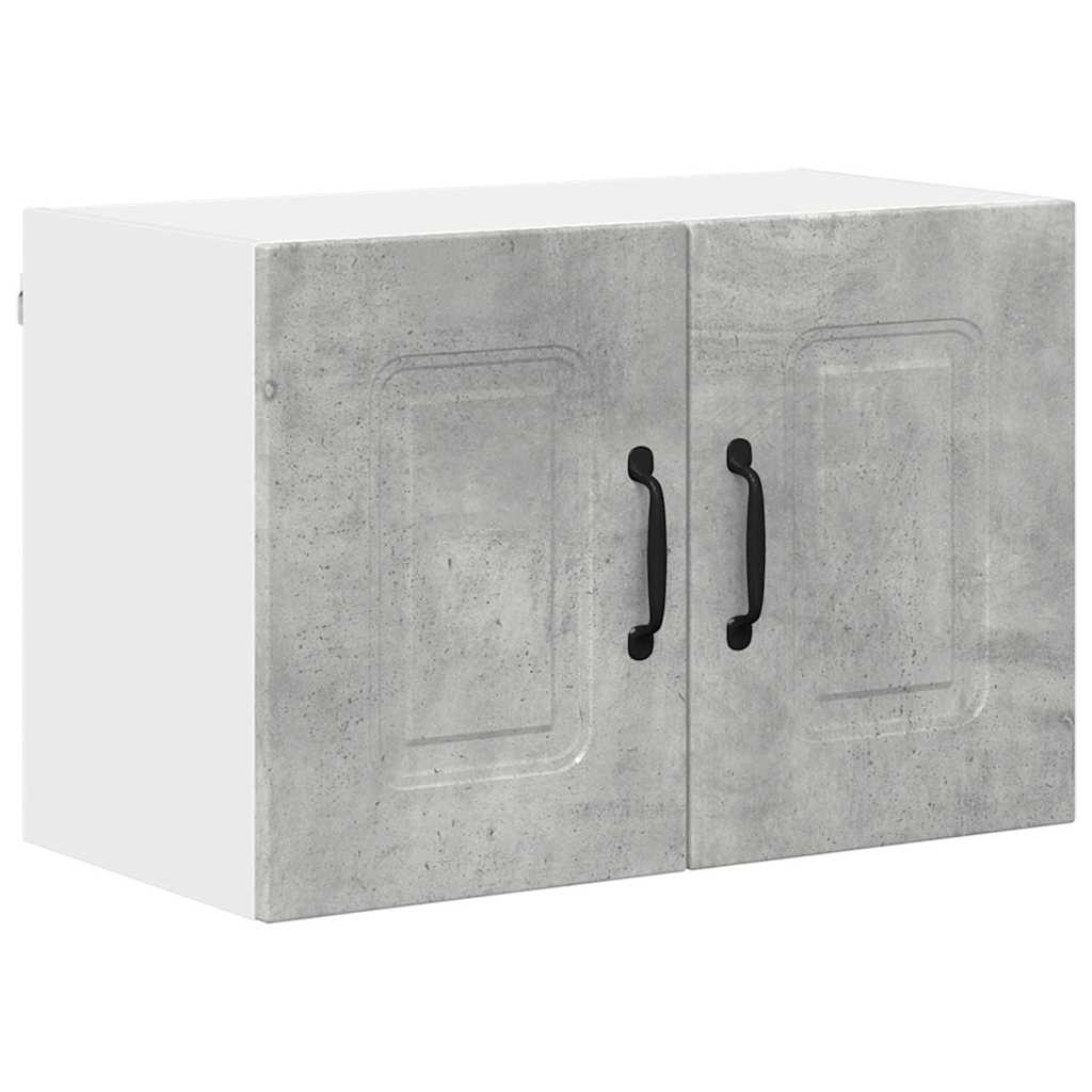 Dulap suspendat de bucatarie cu raft cu usa 2 pcs Gri din beton — imaginea 6