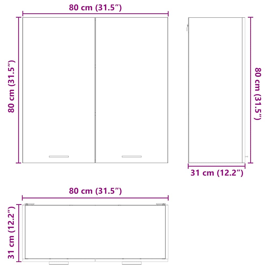 Dulap suspendat cu raft Riga Stejar Sonoma 80 x 31 x 80 cm — imaginea 12
