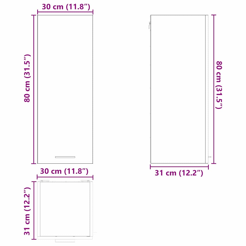 Dulap suspendat Riga Stejar Sonoma si Alb 30 x 31 x 80 cm — imaginea 13