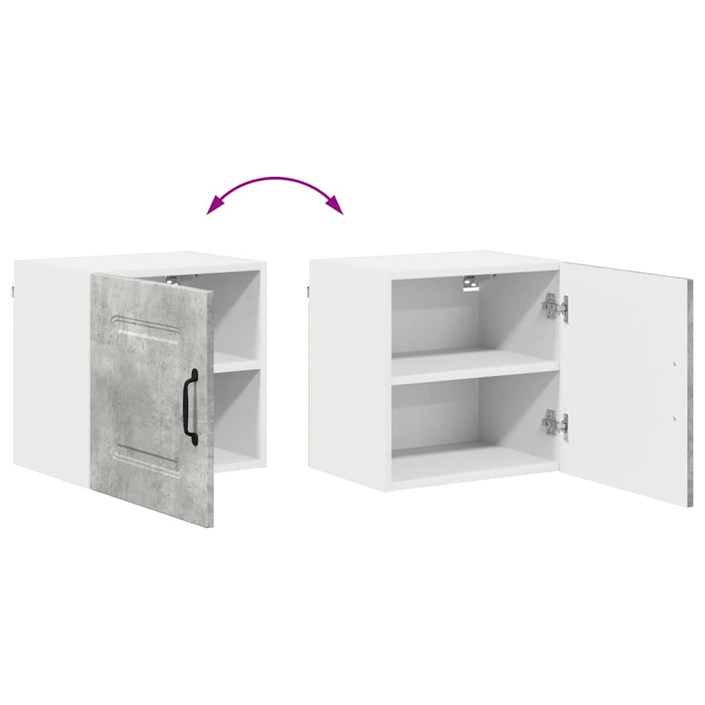 Dulap suspendat de bucatarie cu raft cu usa 2 pcs Gri din beton — imaginea 13