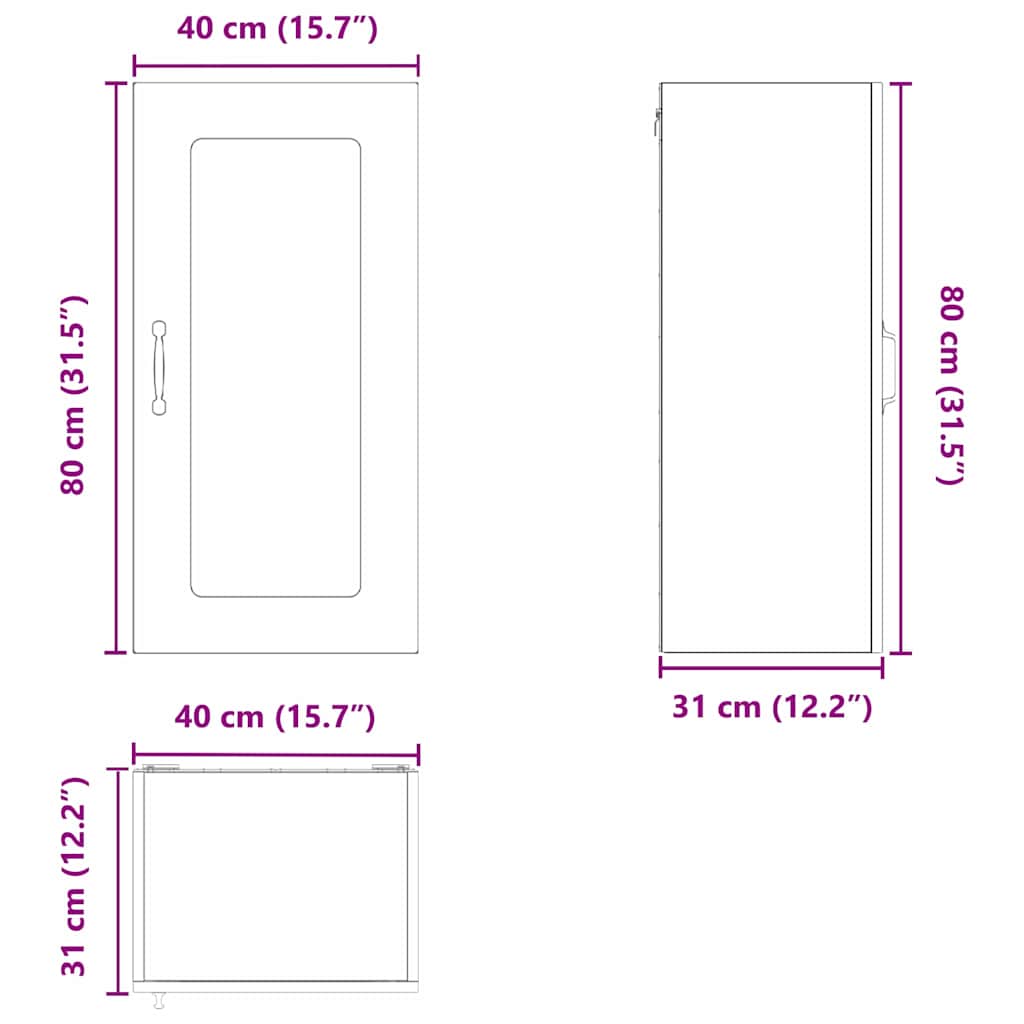Dulap suspendat de bucatarie Alb 40 x 31 x 80 cm Lemn compozit — imaginea 13