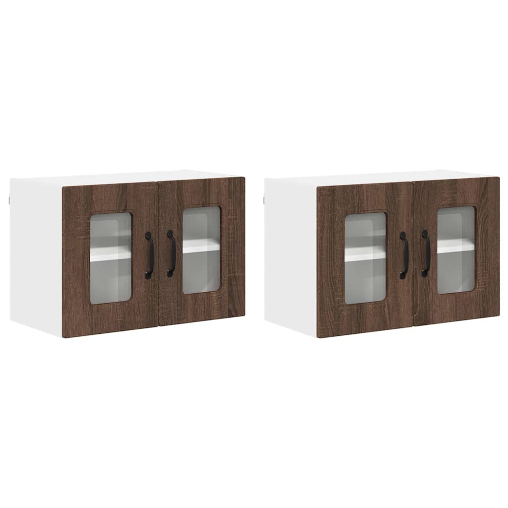 Dulap suspendat de bucatarie cu raft cu usa 2 pcs Stejar inchis